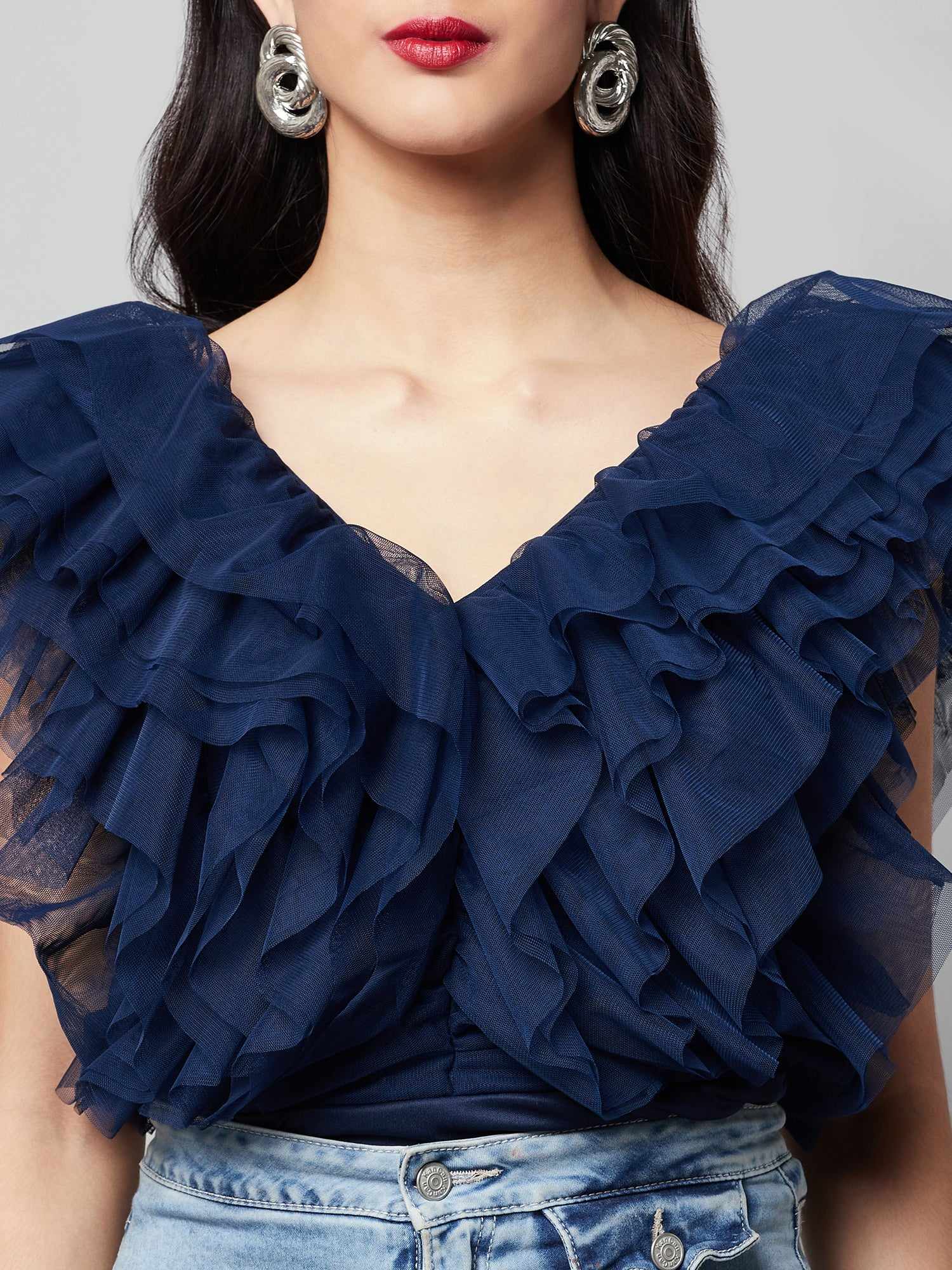 vacay multi layer ruffle bodysuit  