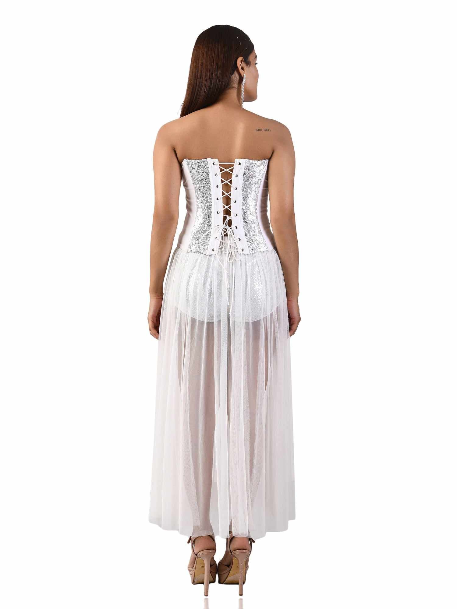 silver sequins fitted bustier