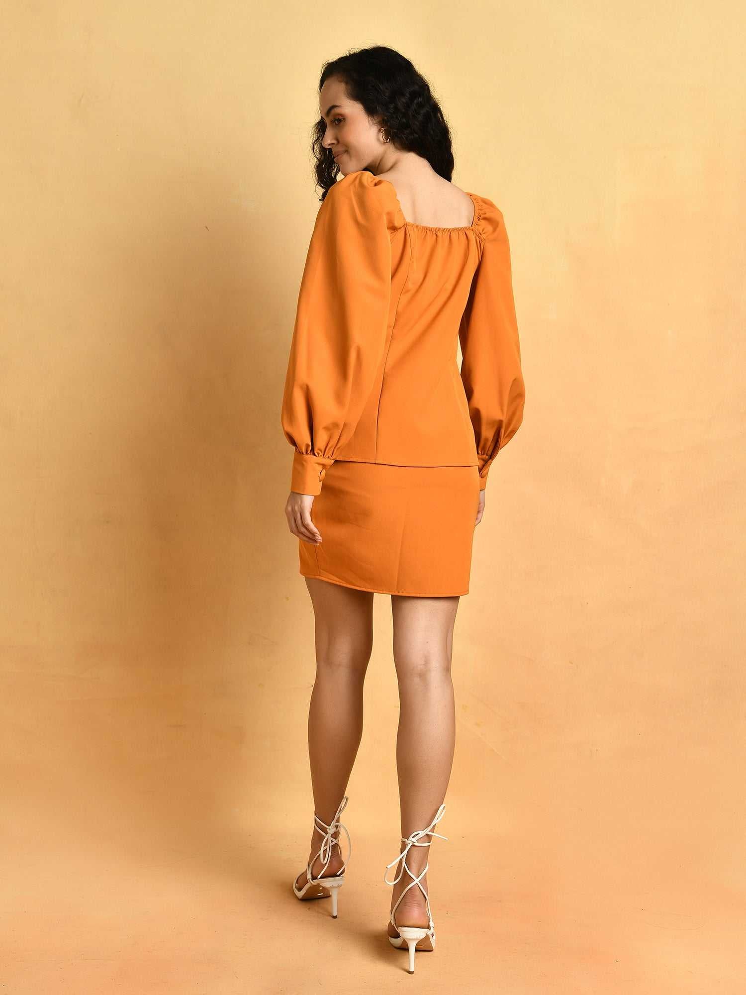 tangerine blazer skirt cord set