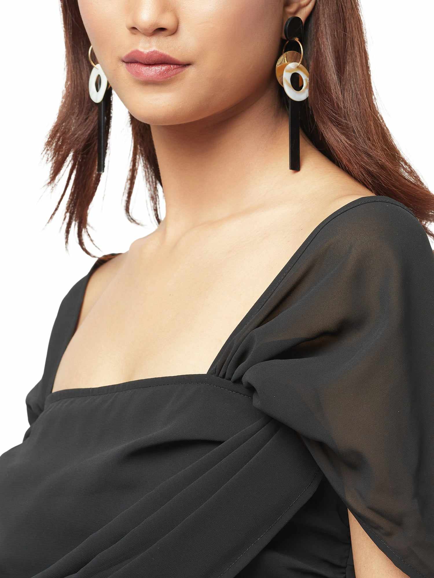 black slim off shoulder dress