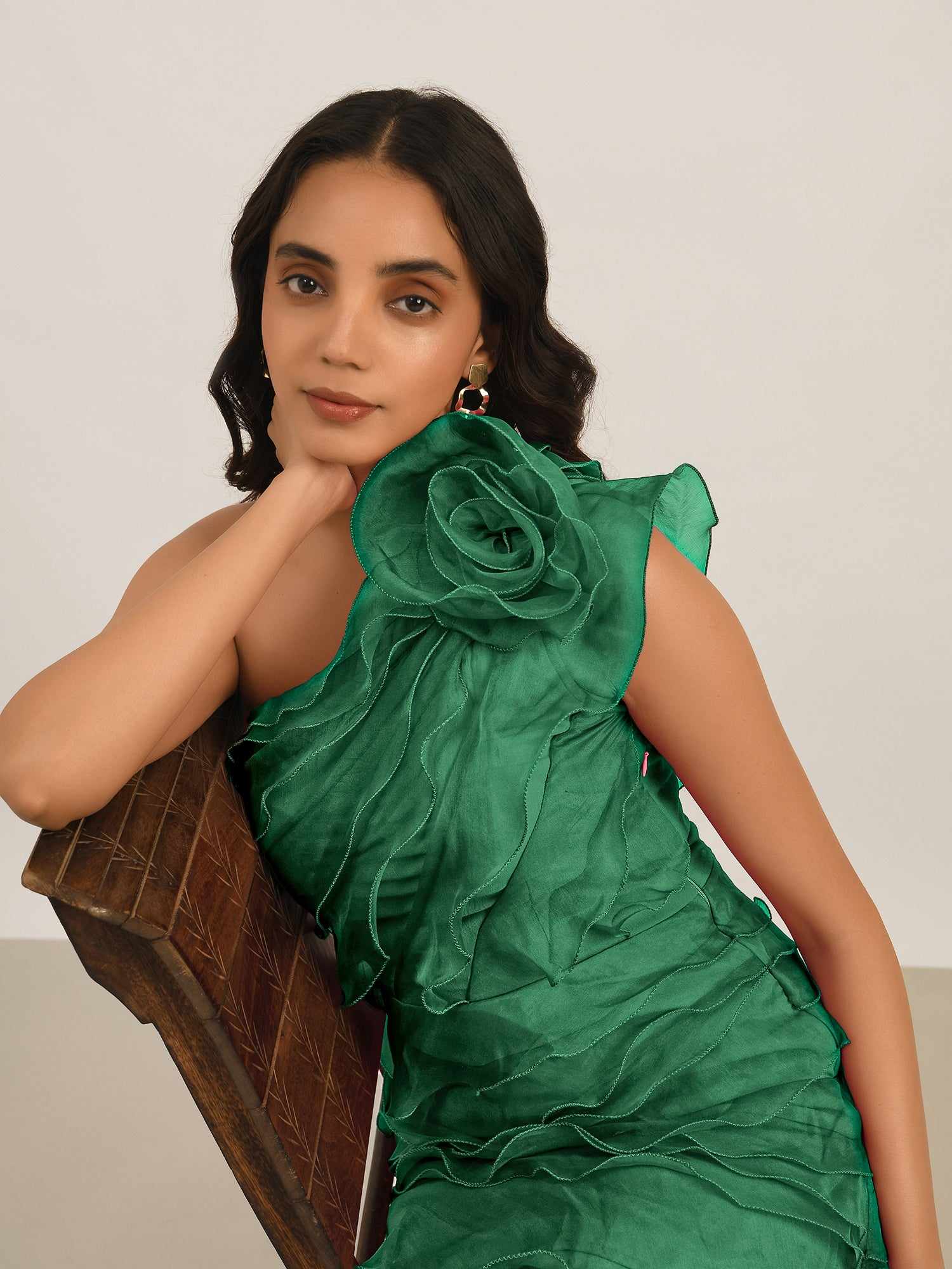 so sexy multi tier green ruffle dress