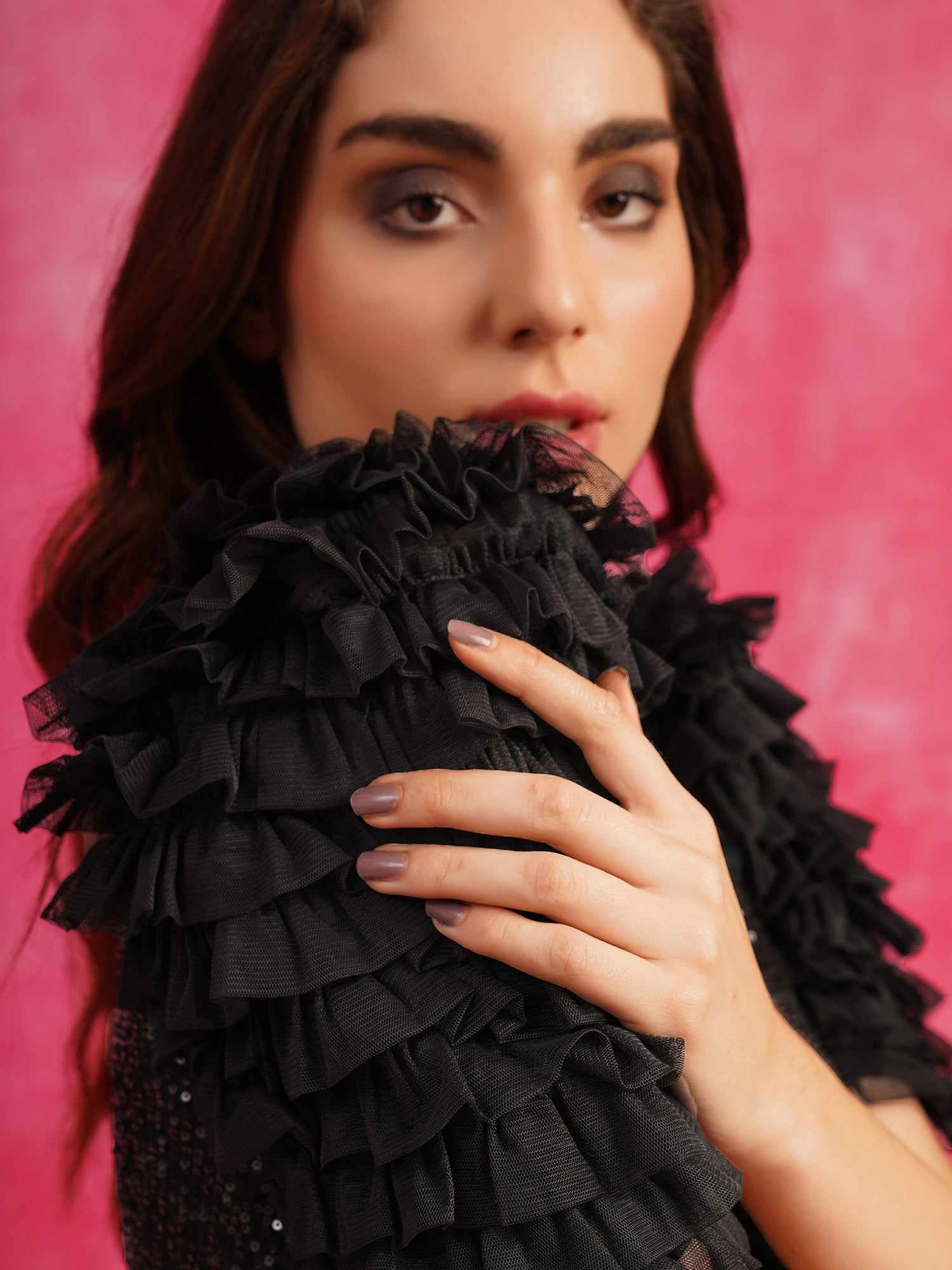 dramatic sleeve ruffle dress  