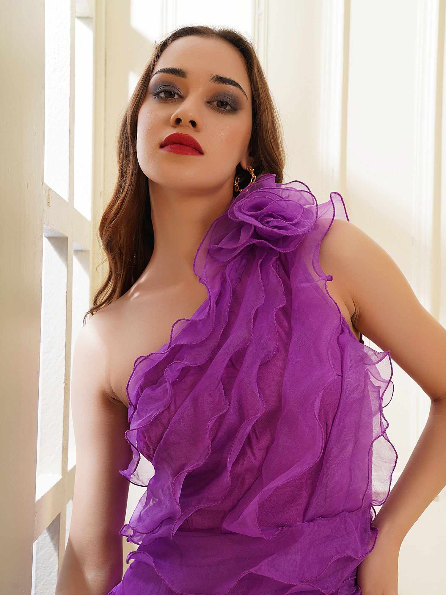 so sexy multi tier lavender ruffle dress