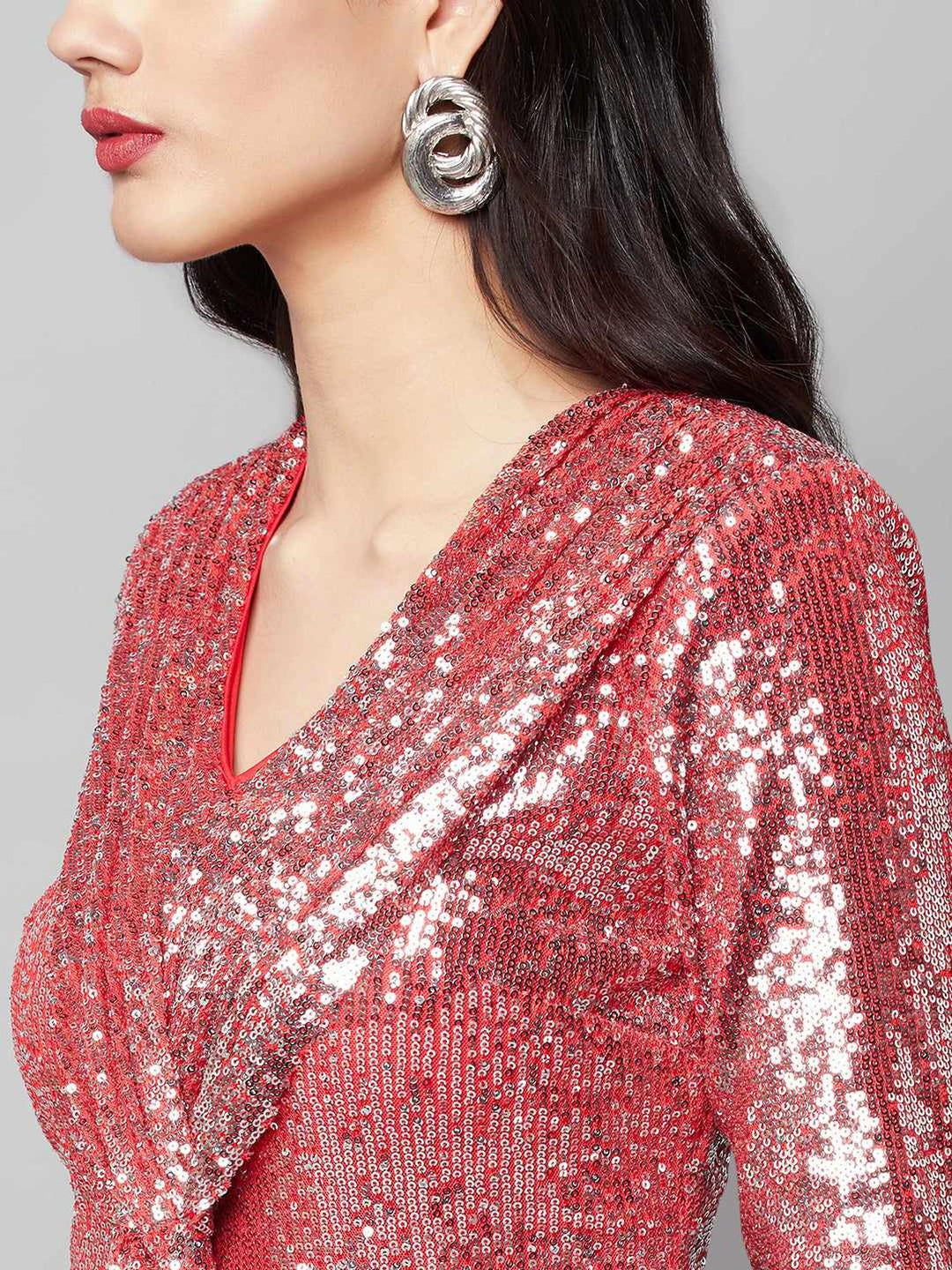 shimmery nights red party dress