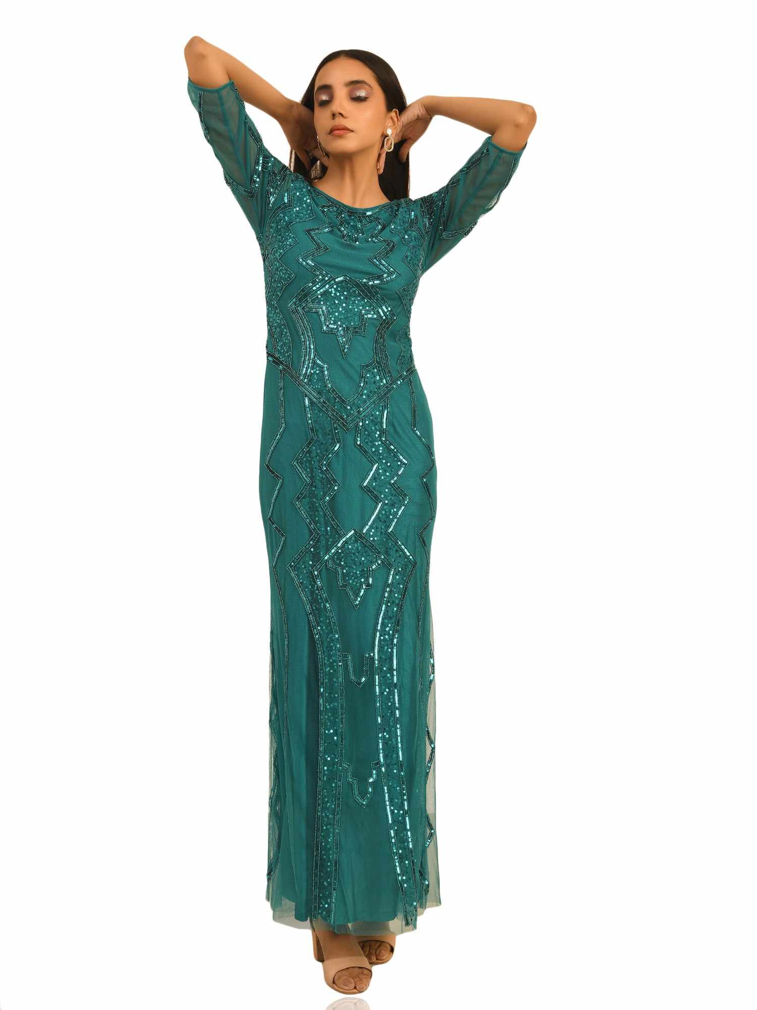 go gorgeous green embellished gown