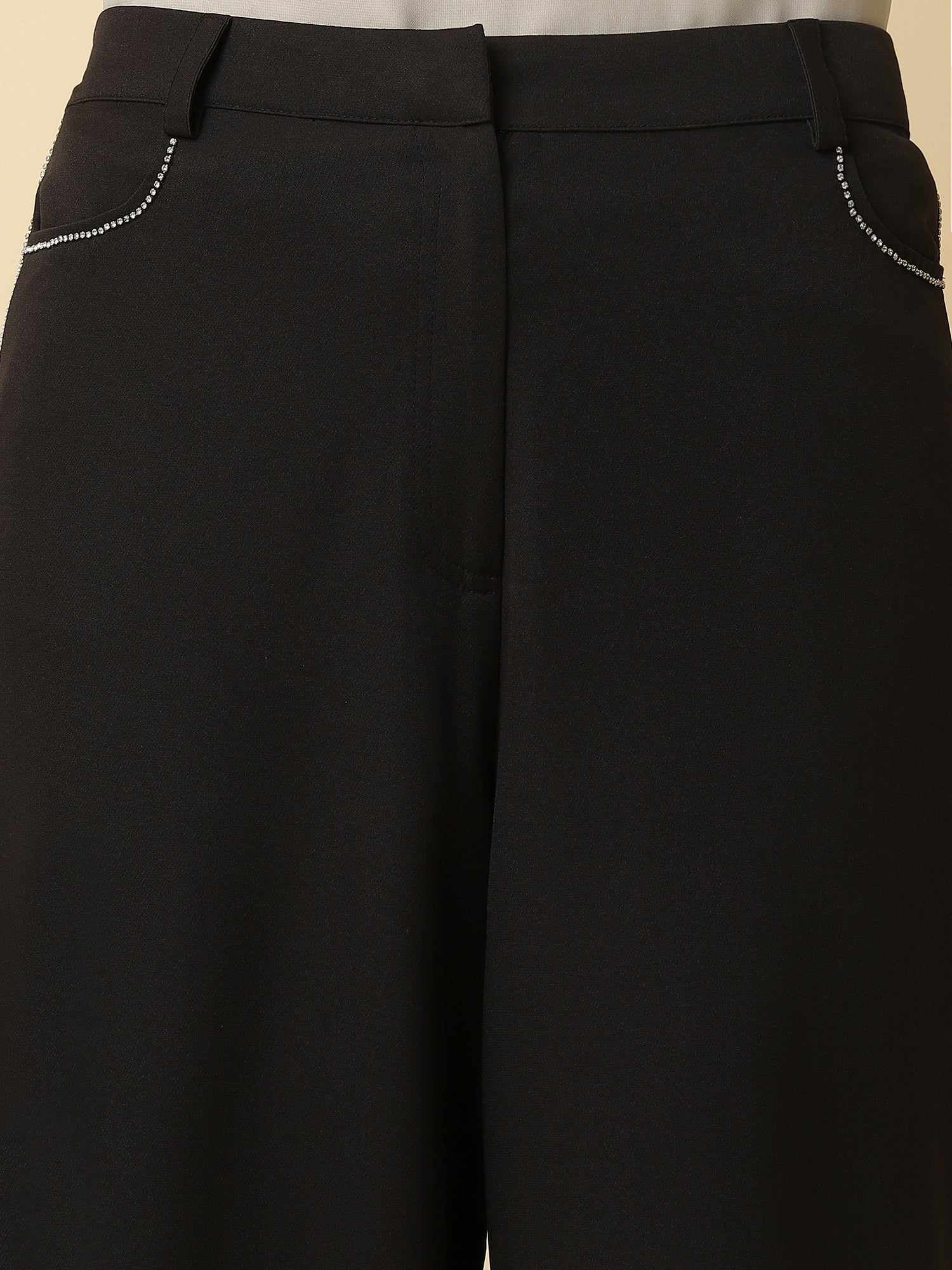 black party pants with swarovski