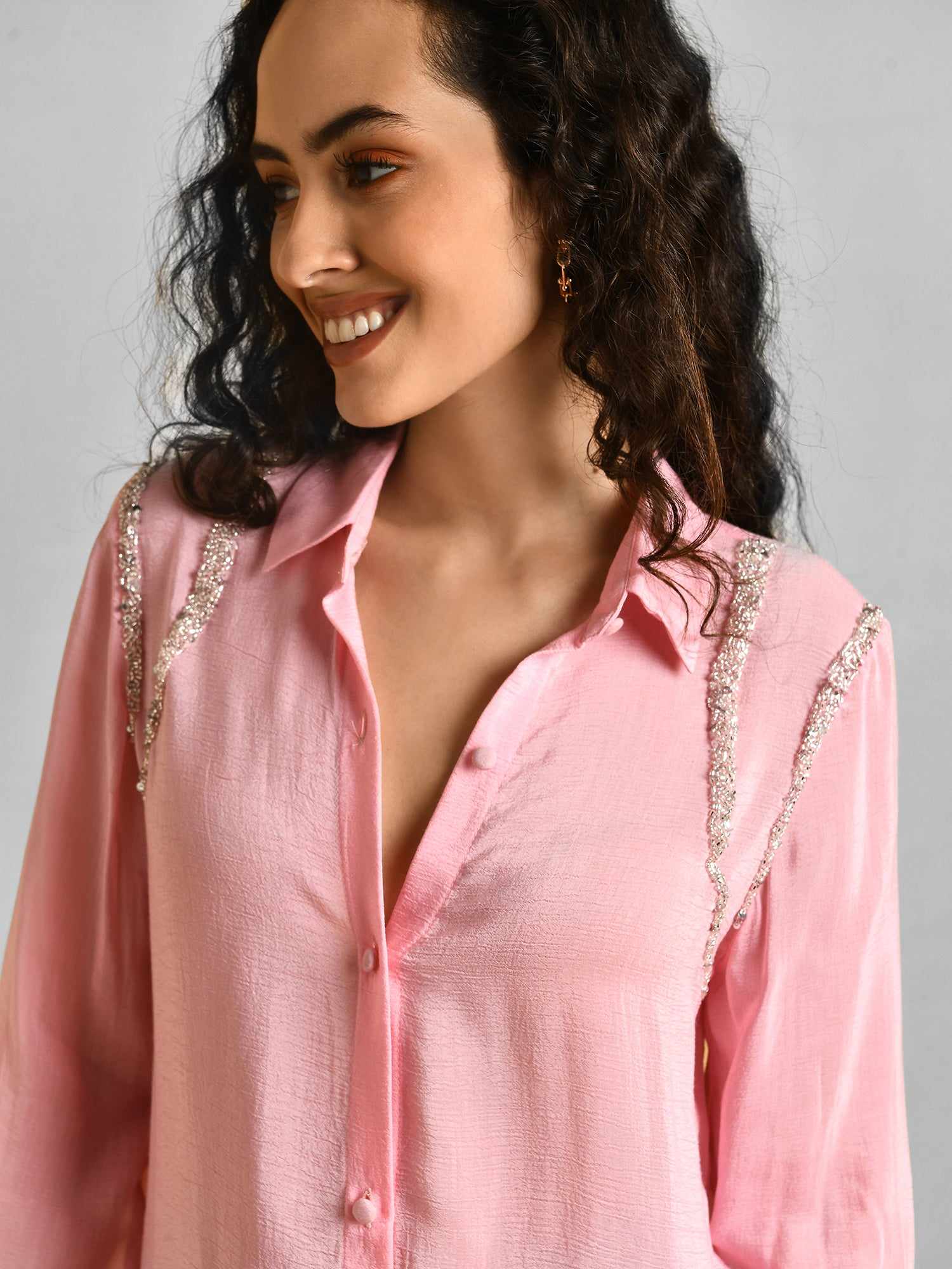 deluxe embellished pink shirt