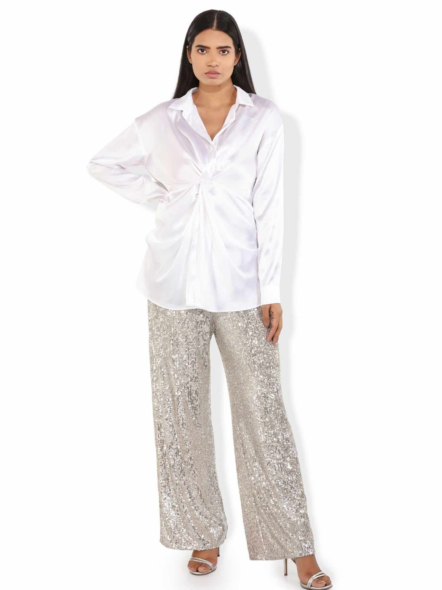 satin soft ruched shirt