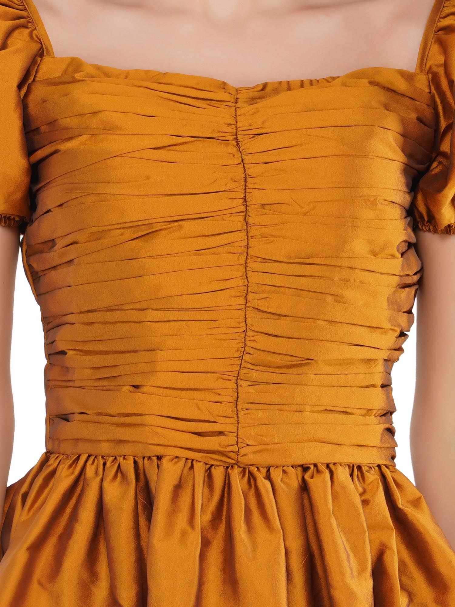 bronze ruched puff sleeves top