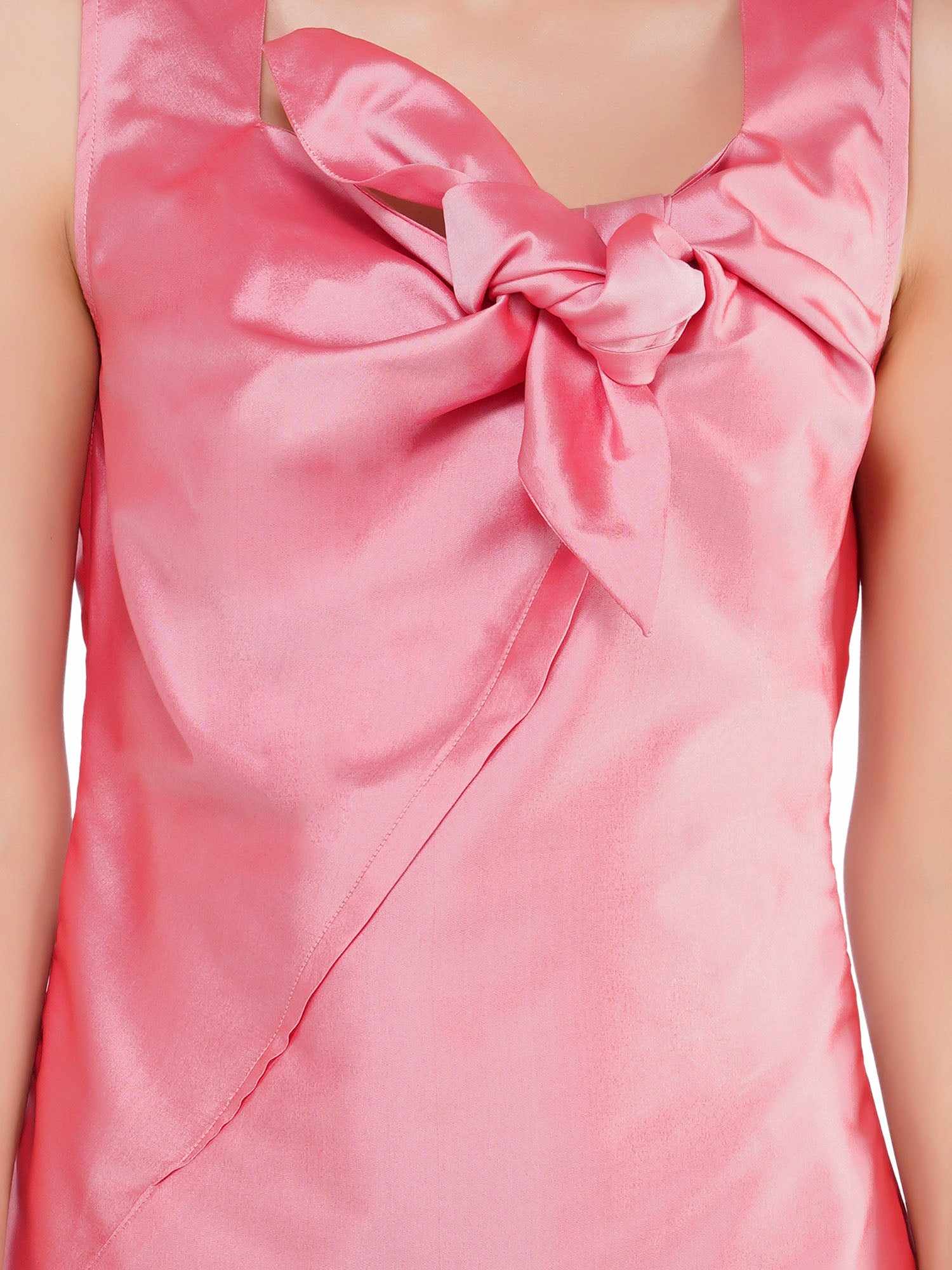 bowie knotted sapphire blue taffeta top
