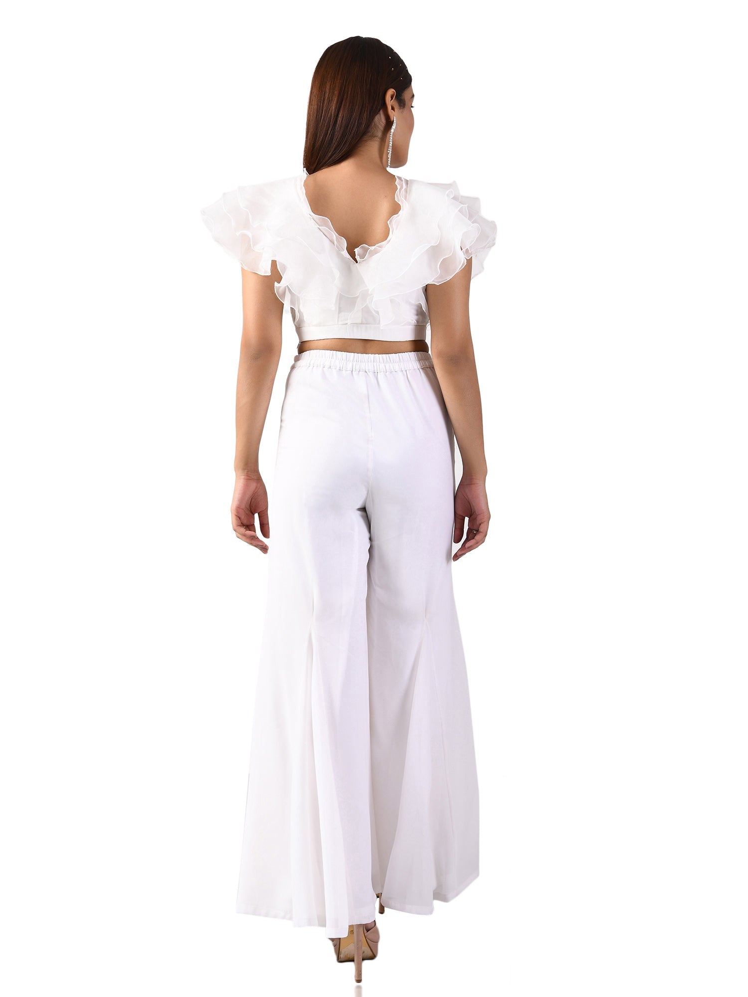 playful ruffles white crop top