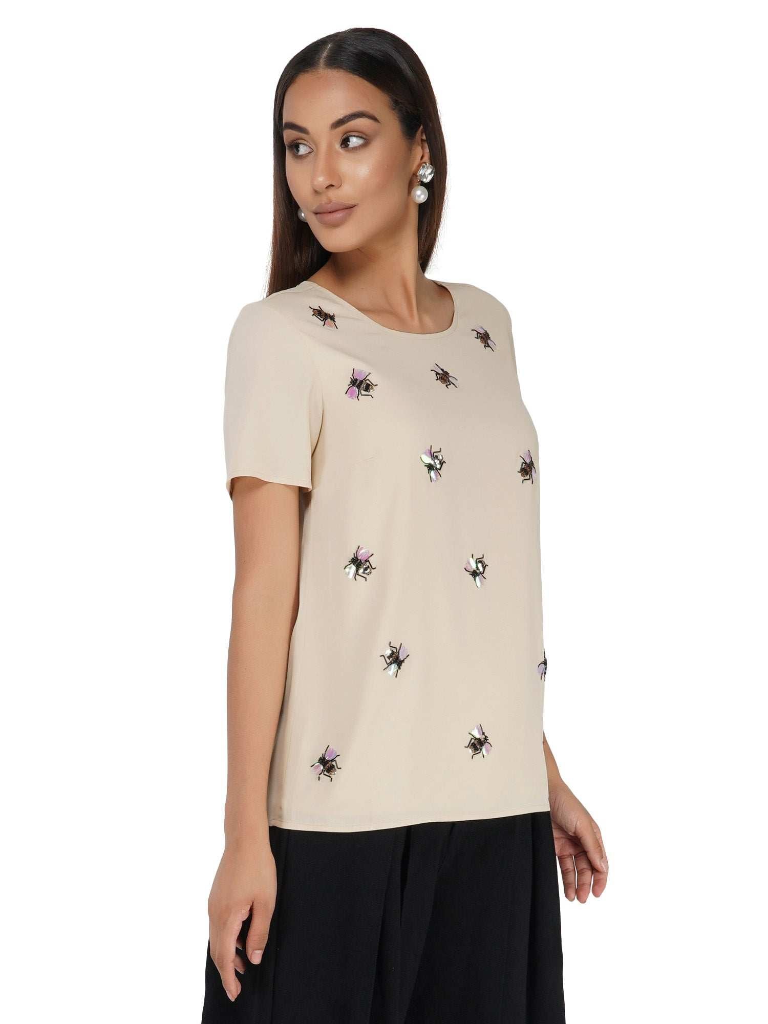 bee motif beige top