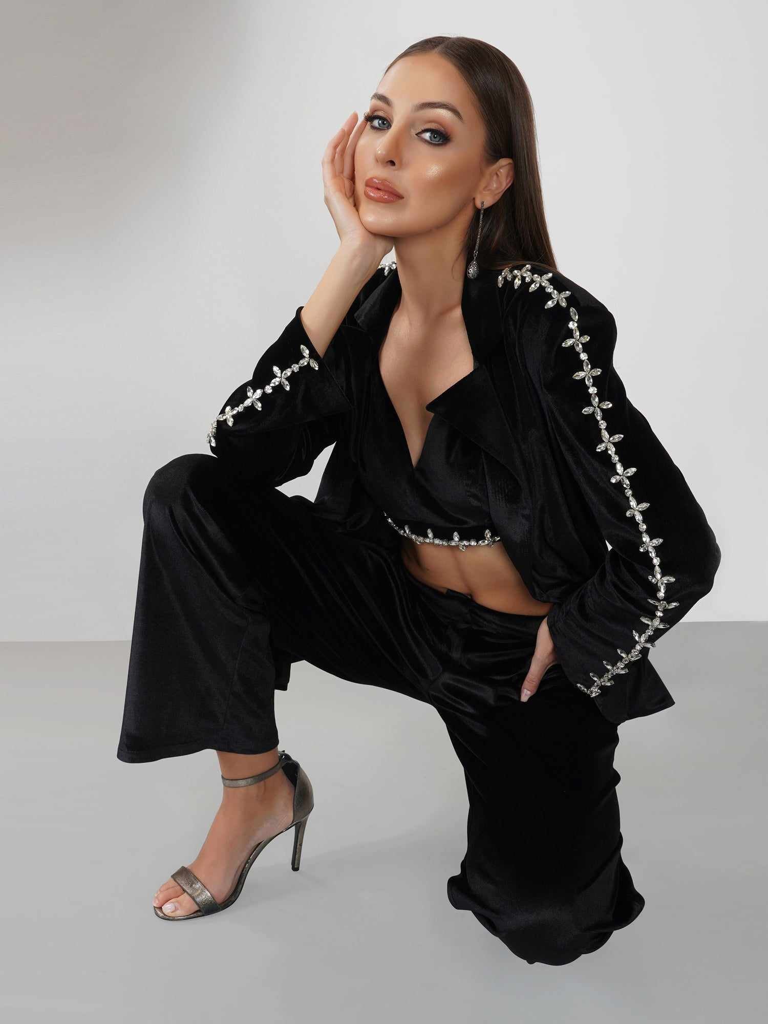 black korean velvet blazer