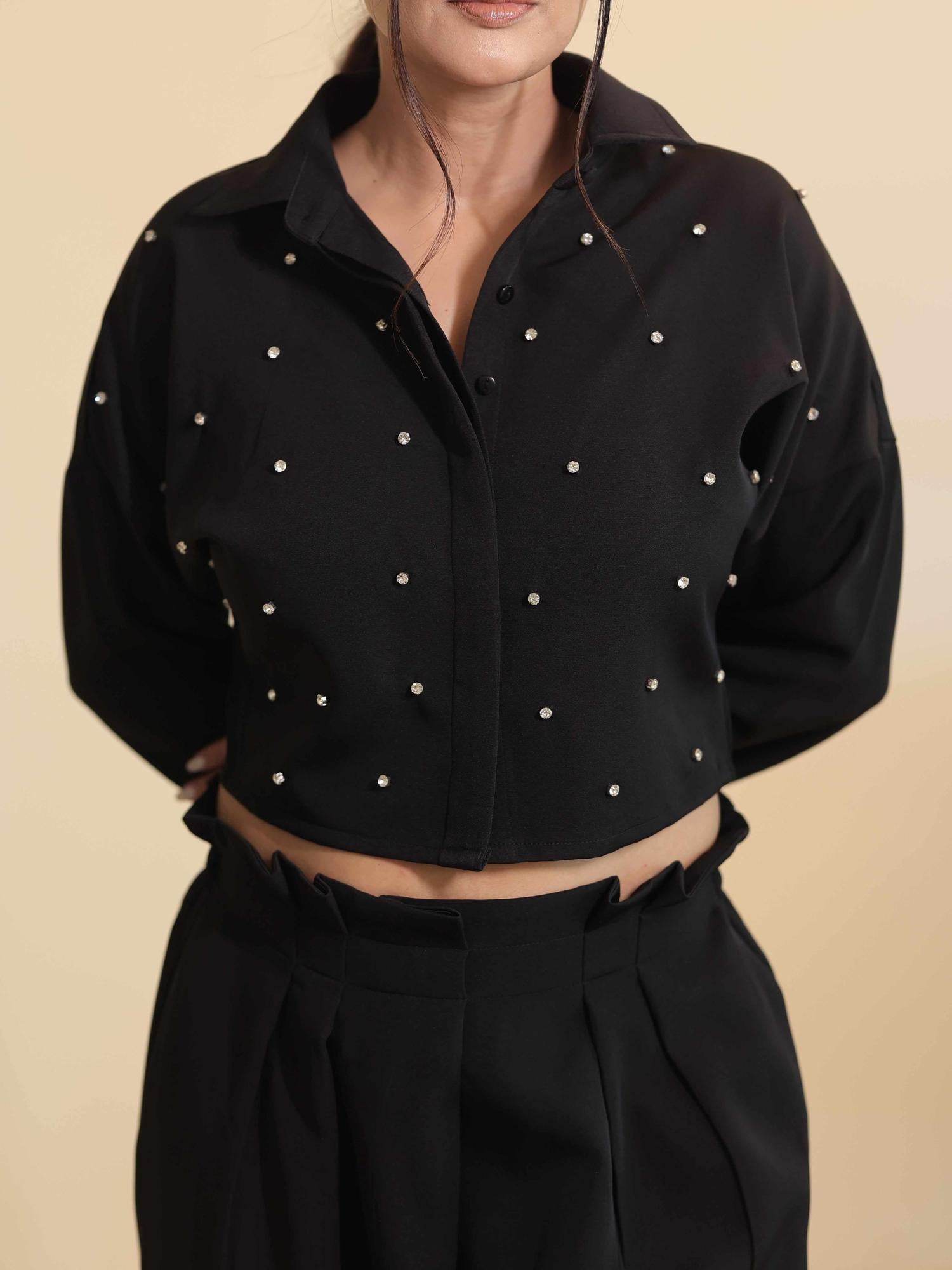glam jam black cord set