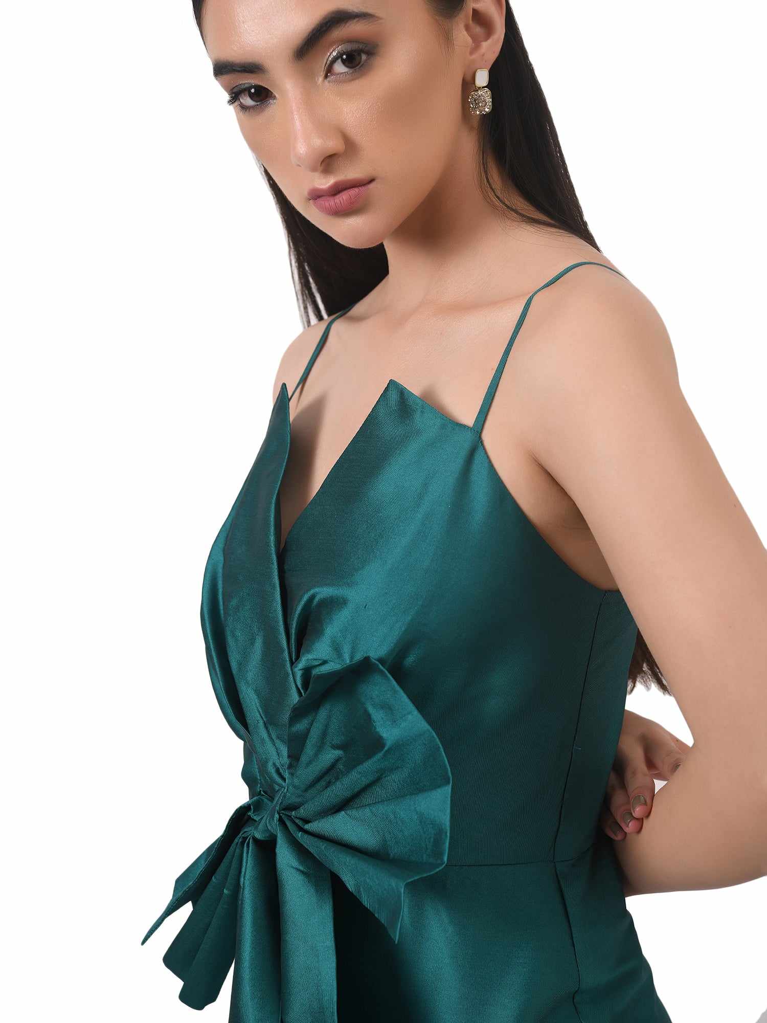 oversized knot teal dress