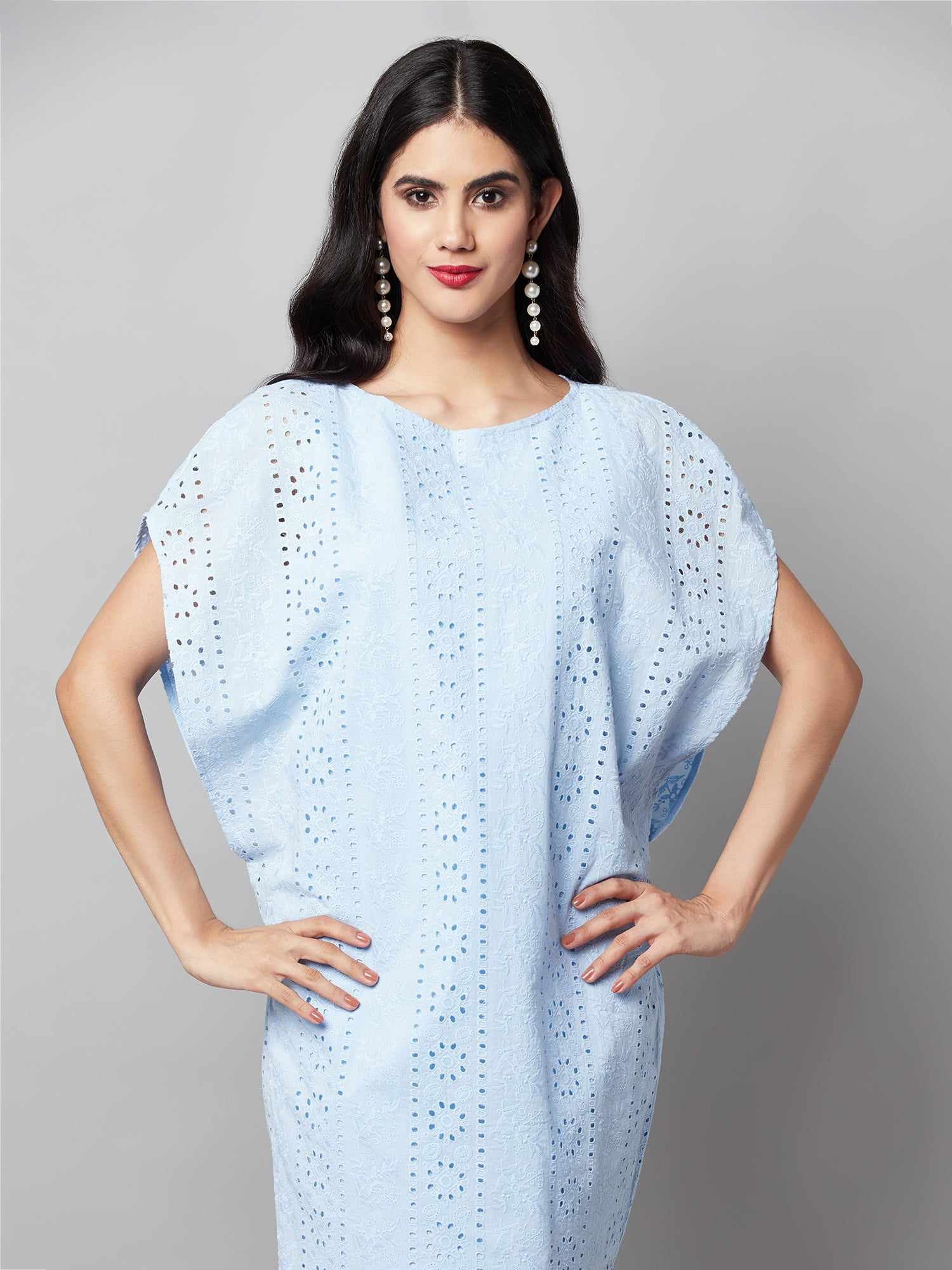 schiffli cape dress