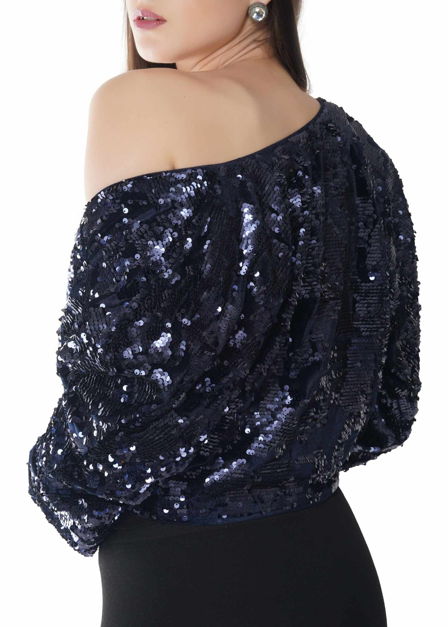 sequin velvet navy jacket
