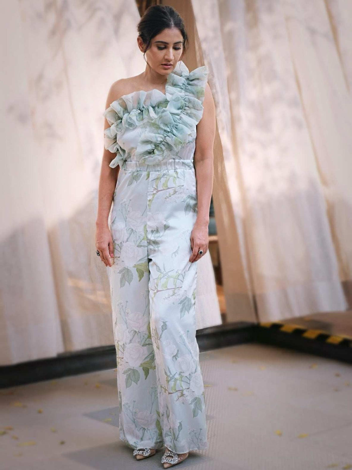 hand printed summer green jumpsuit