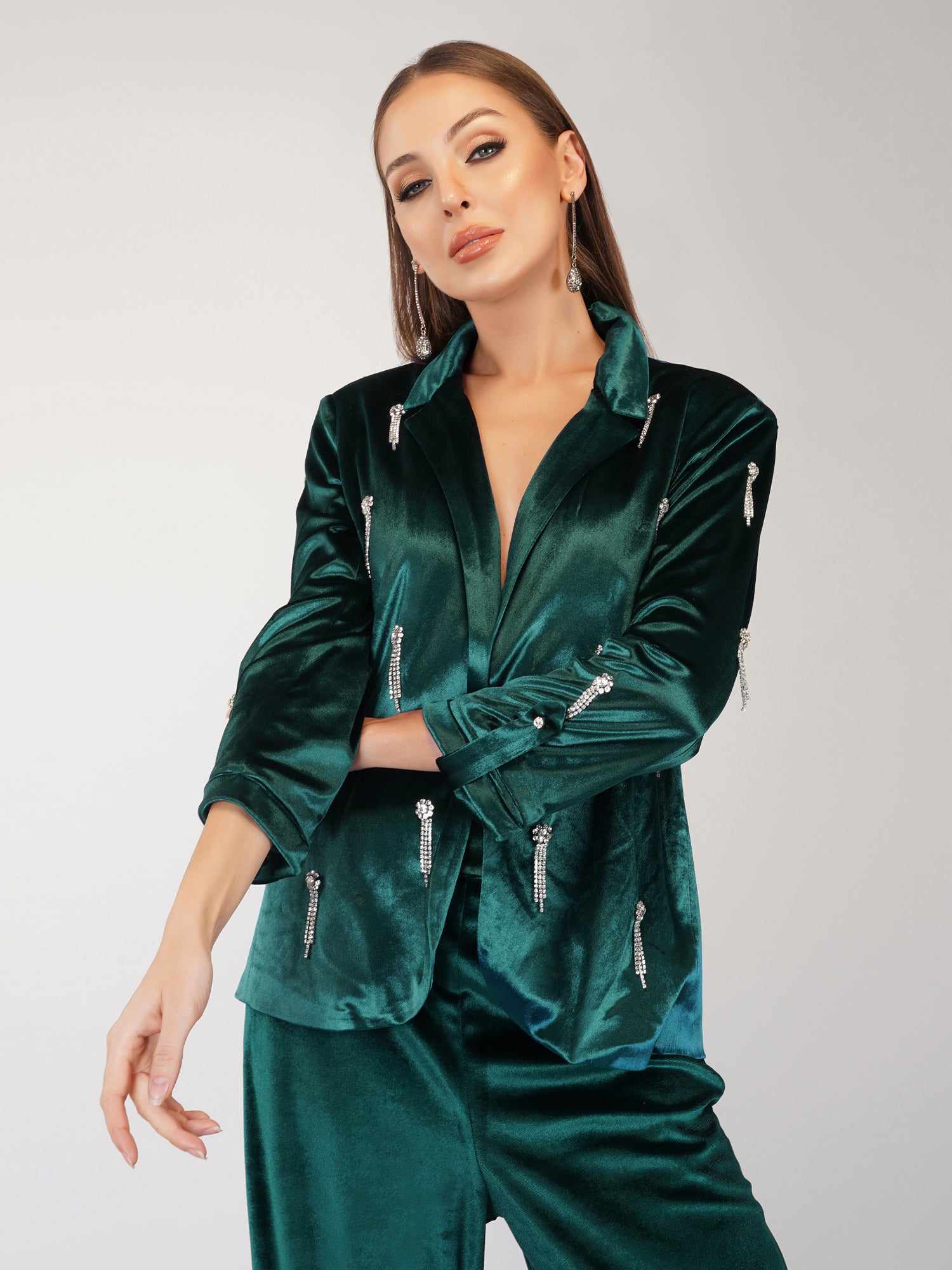 green velour party blazer