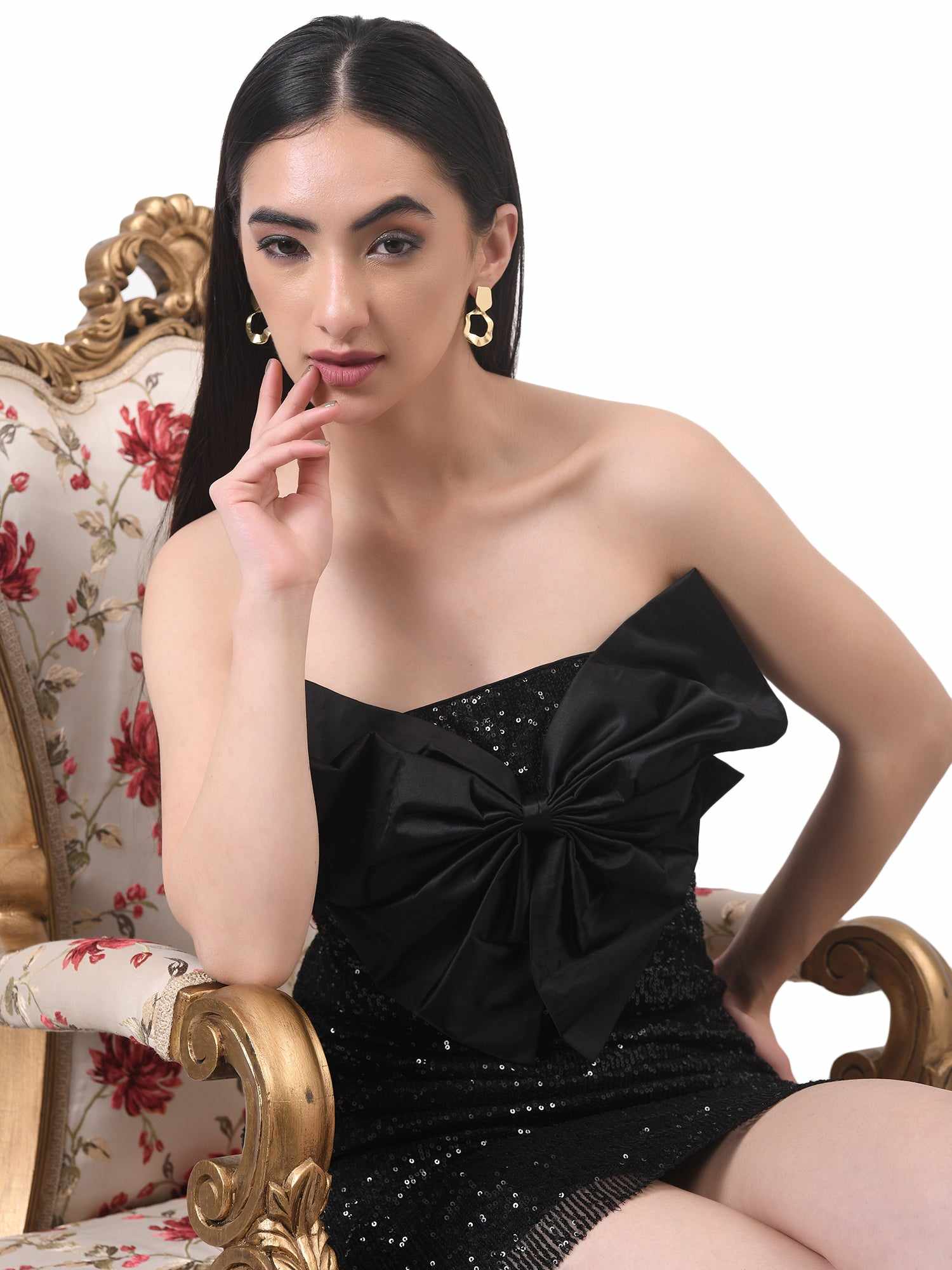 so sexy oversize bow black dress