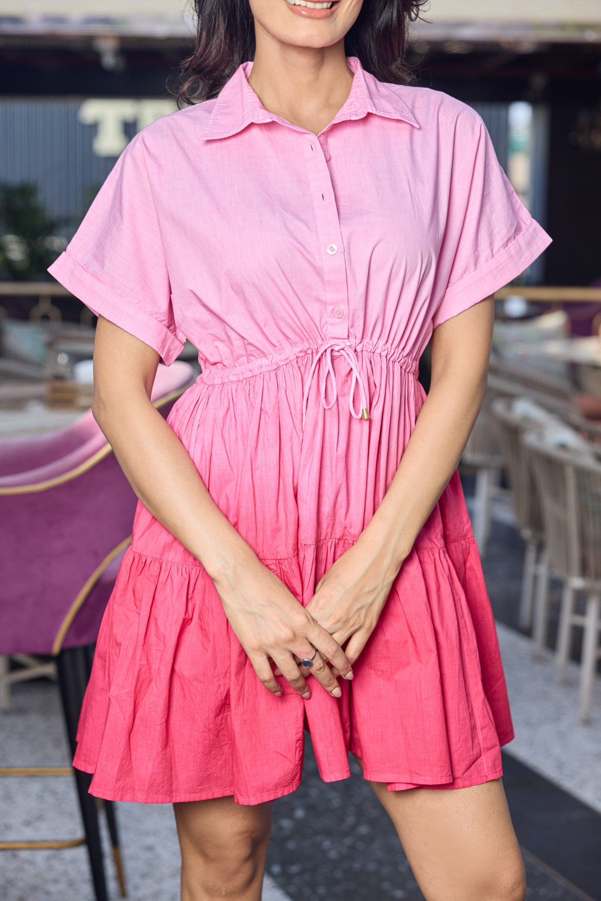 Pink Ombre Shirt Dress