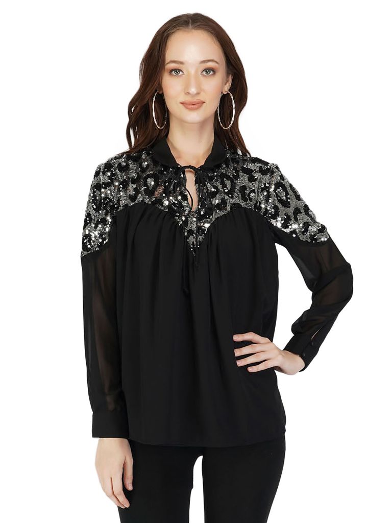 sequin yoke top