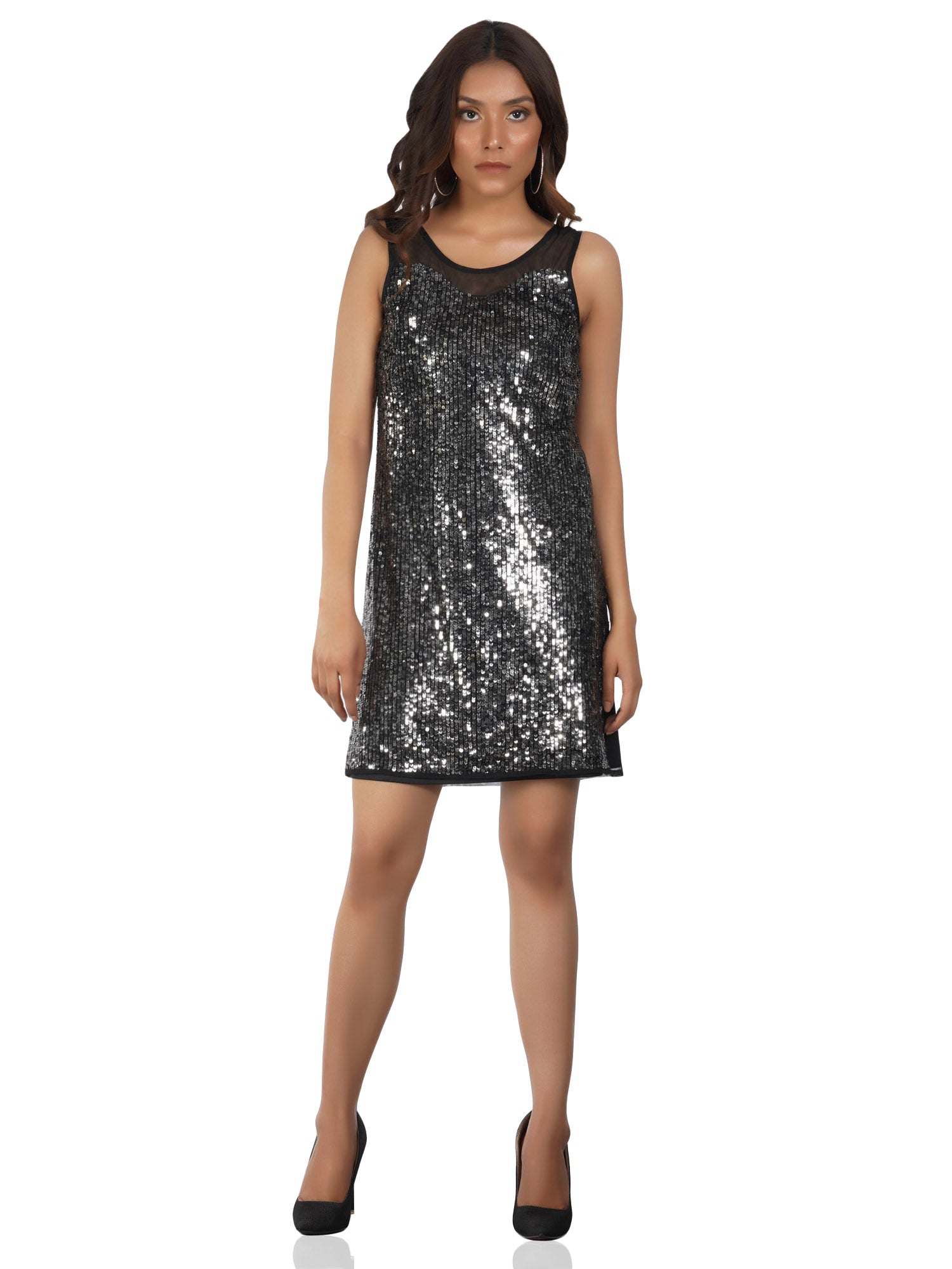 DISCO LIGHTS BLACK GLITTERING PLAYSUIT