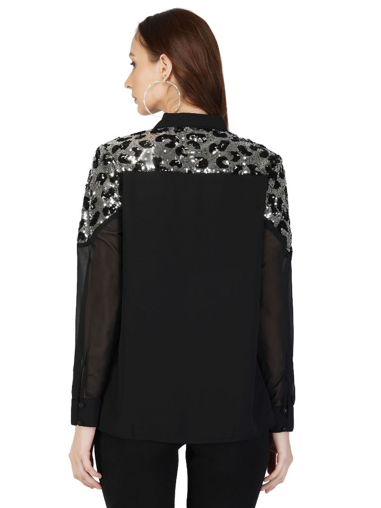 Sequin Yoke Top
