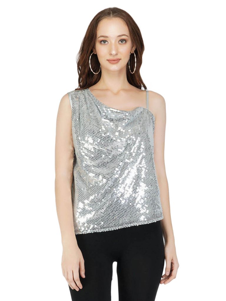 asymmetric sequin top