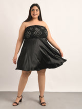 Attic Curves Black Tube Embroidered Dress