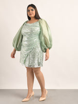 Attic Curves  Mesh & Shimmer Soul Party Dress