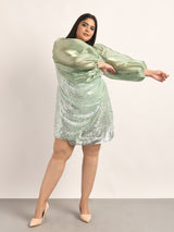 Attic Curves  Mesh & Shimmer Soul Party Dress