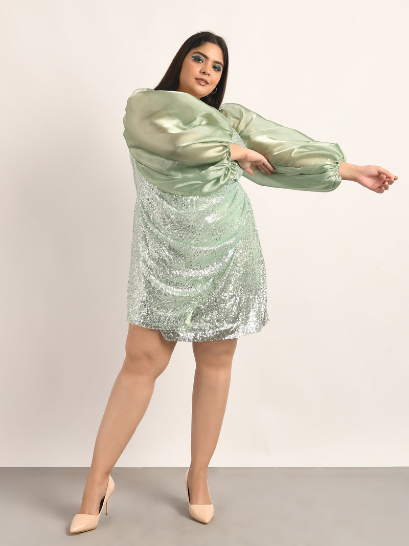 Attic Curves  Mesh & Shimmer Soul Party Dress