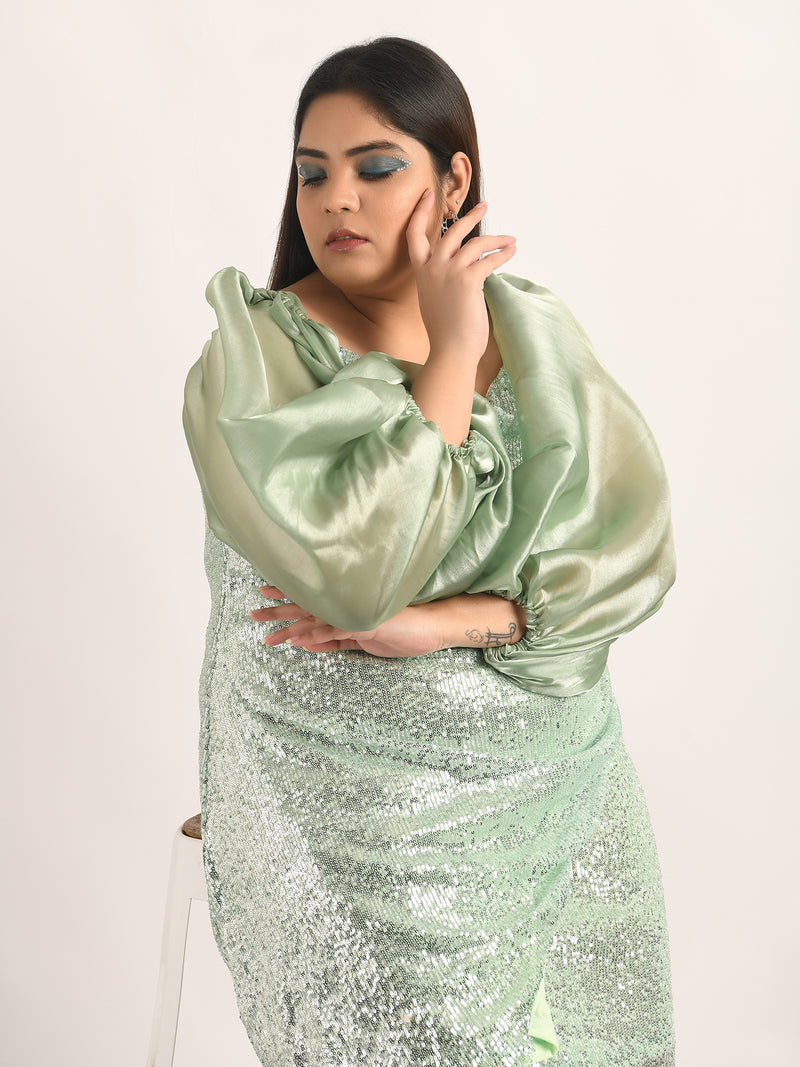 Attic Curves  Mesh & Shimmer Soul Party Dress
