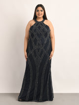 Attic Curves River Halter Neck Gown