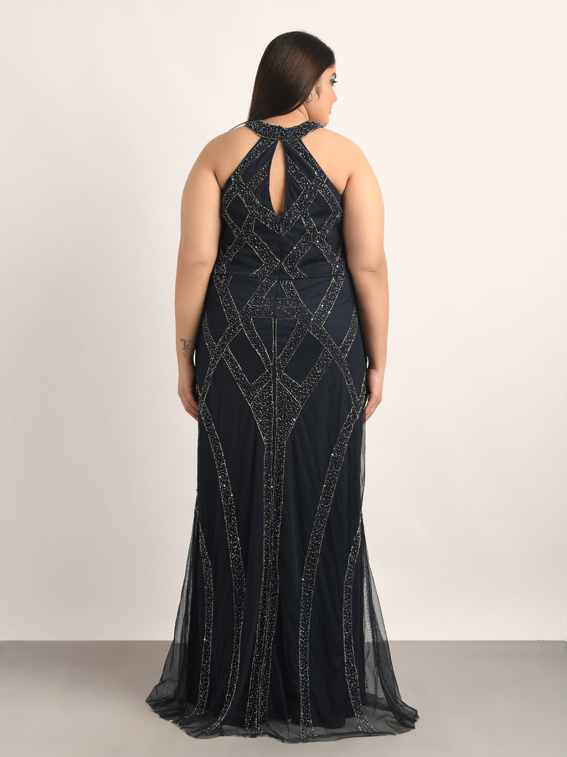 Attic Curves River Halter Neck Gown