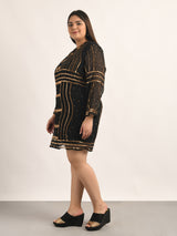 Attic Curves Go Gorgeous Black Gold Dress