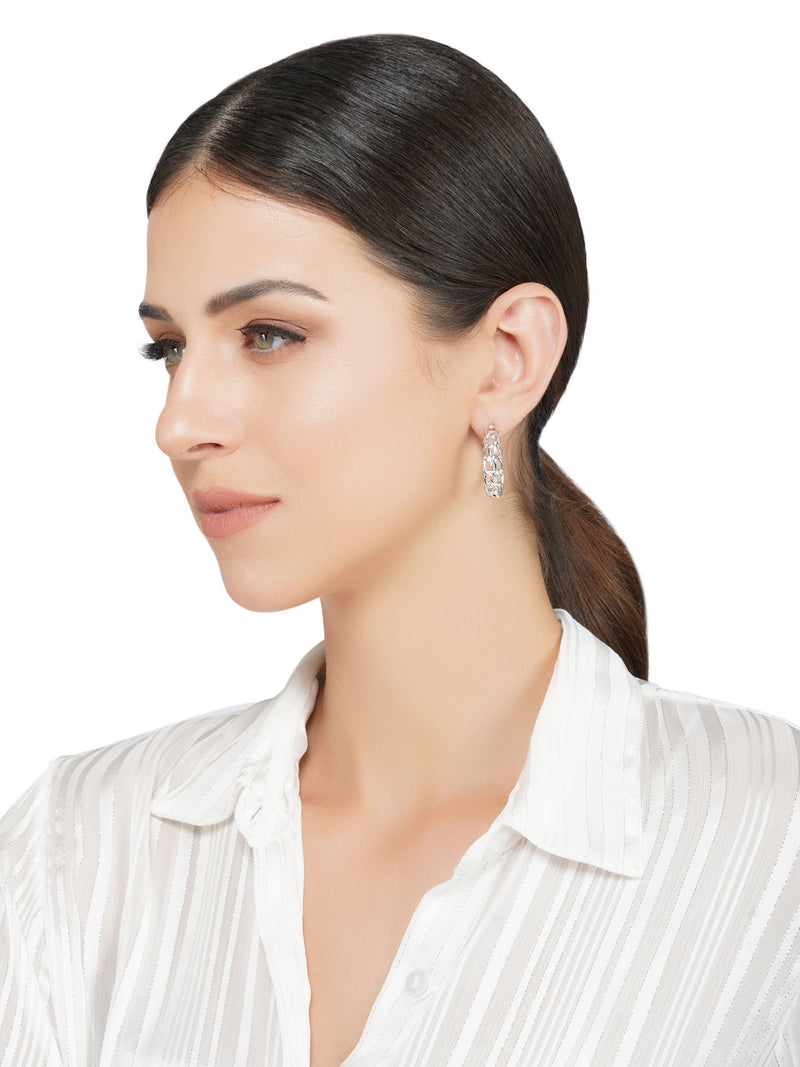 Chain Hoop Silver Earrings