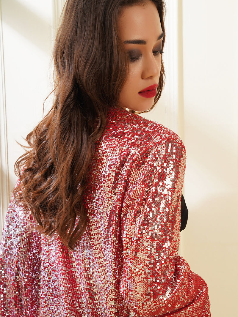 Red Sequin Open Shrug