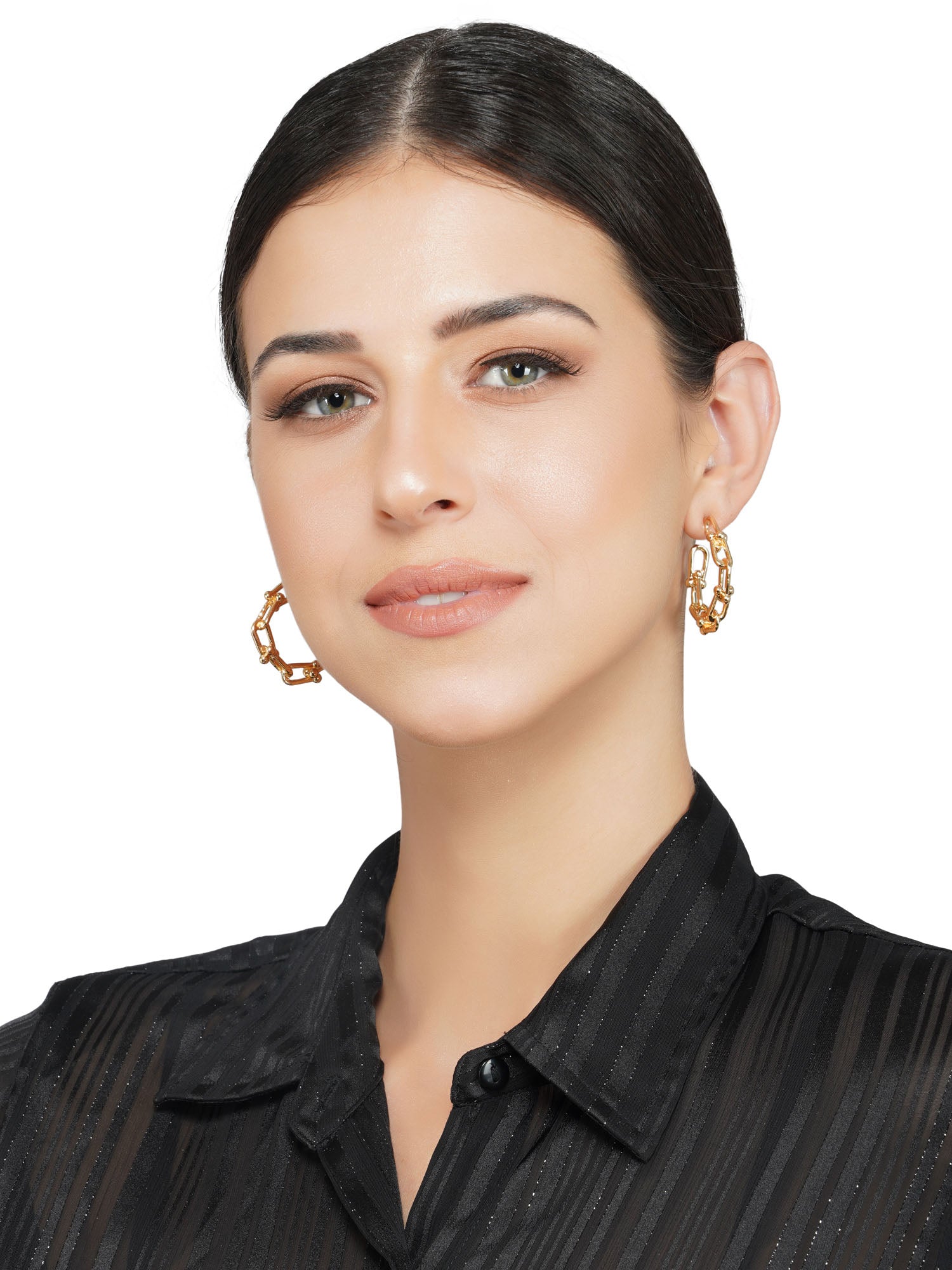 gold classify link earrings