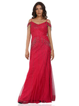 Cherry red beaded gown