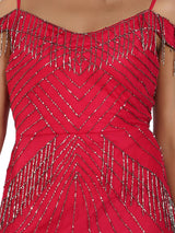Cherry red beaded gown