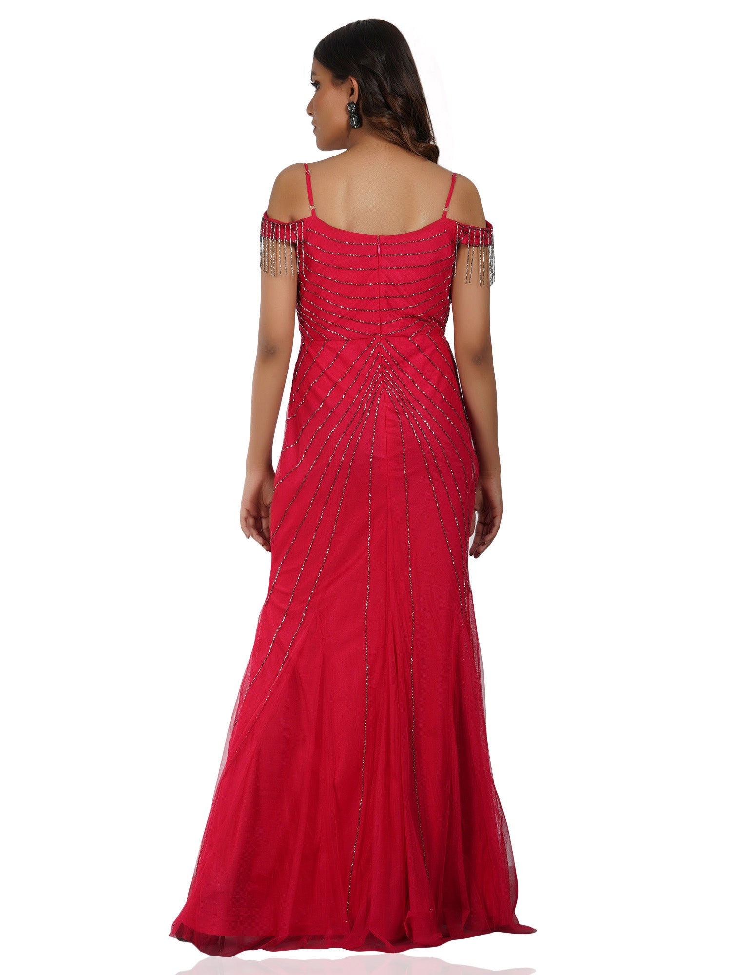 cherry red beaded gown