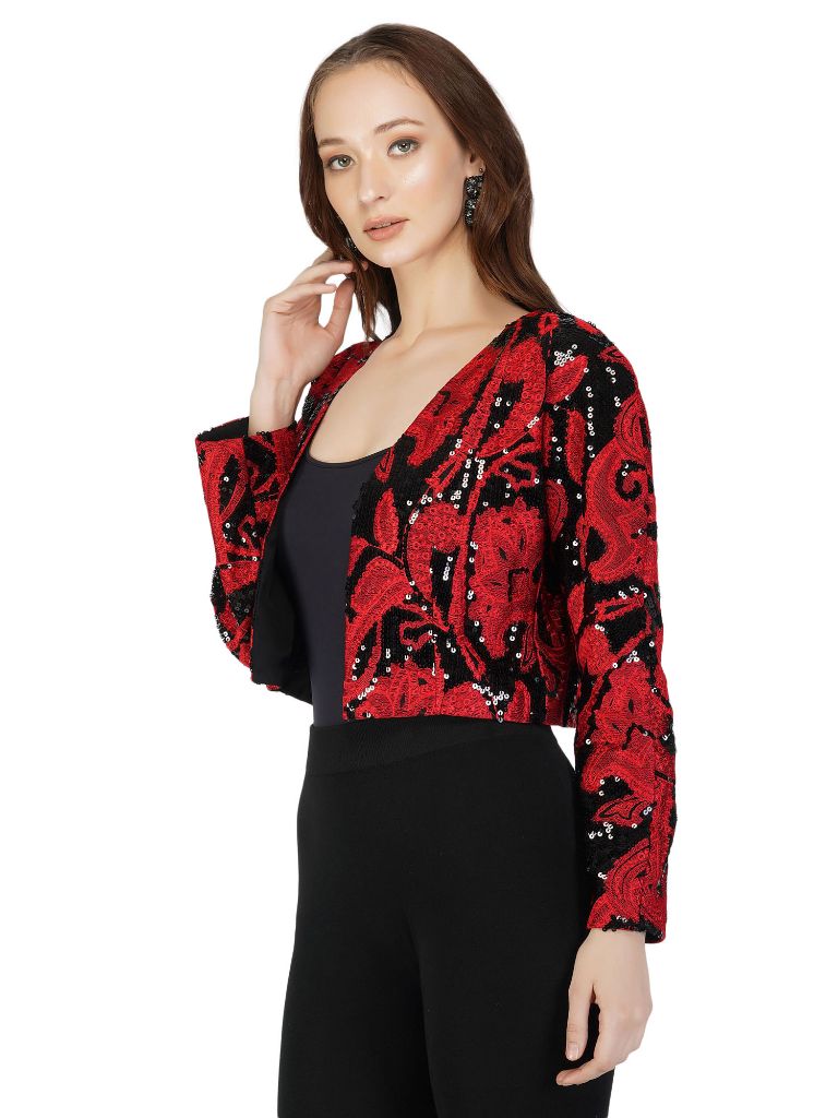 red embroidered jacket