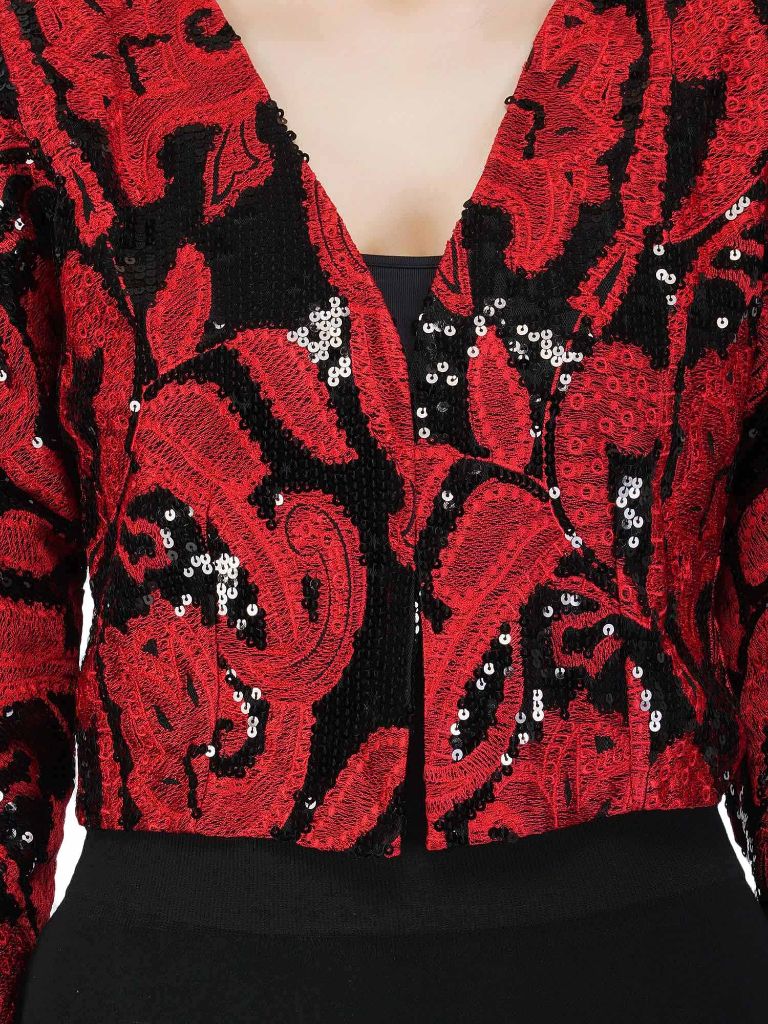 red embroidered jacket