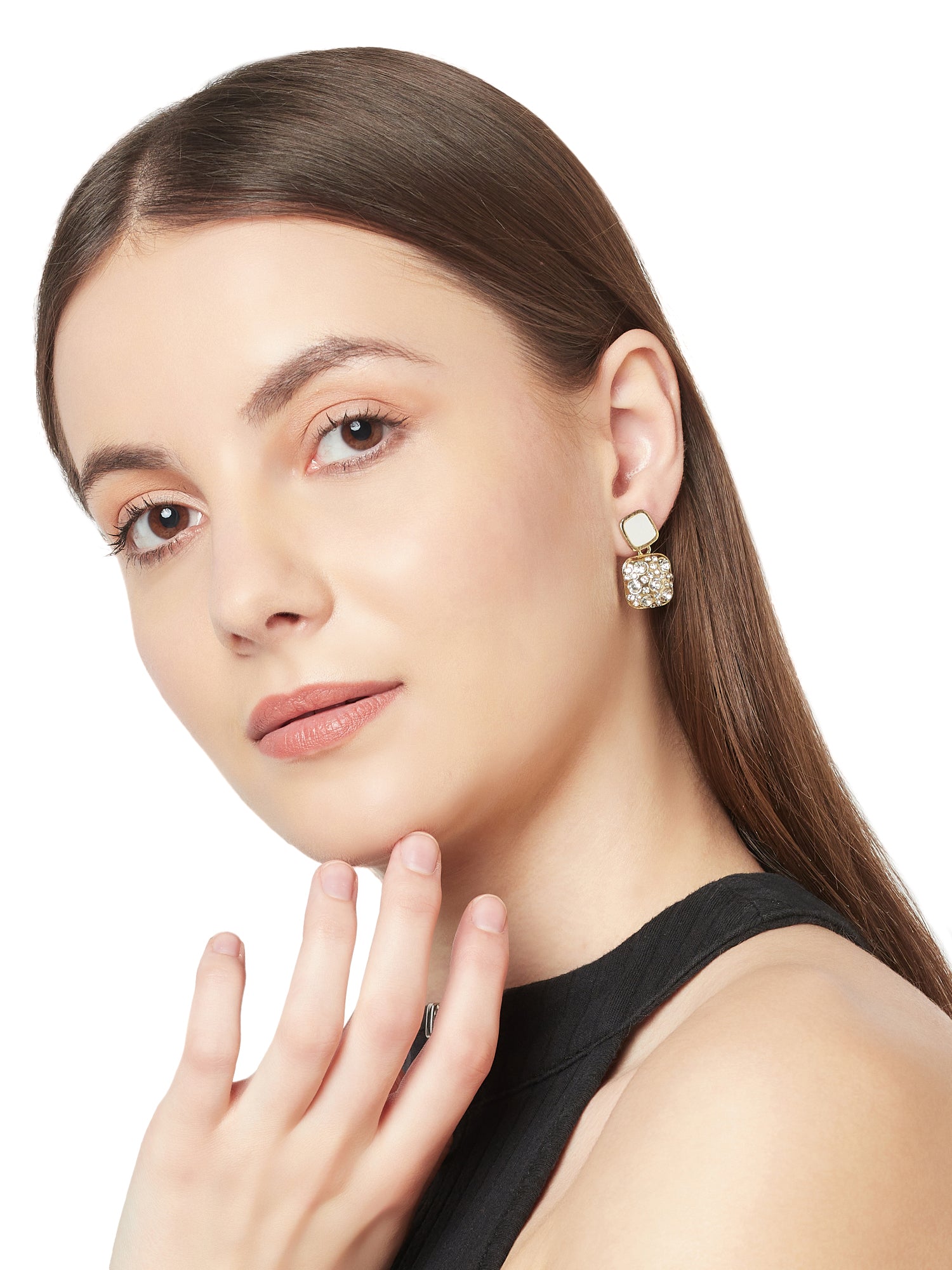 stone geo earrings