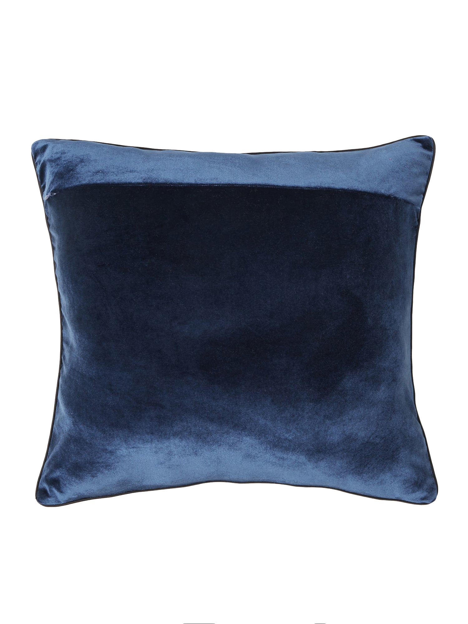 blue plush embellished cushion