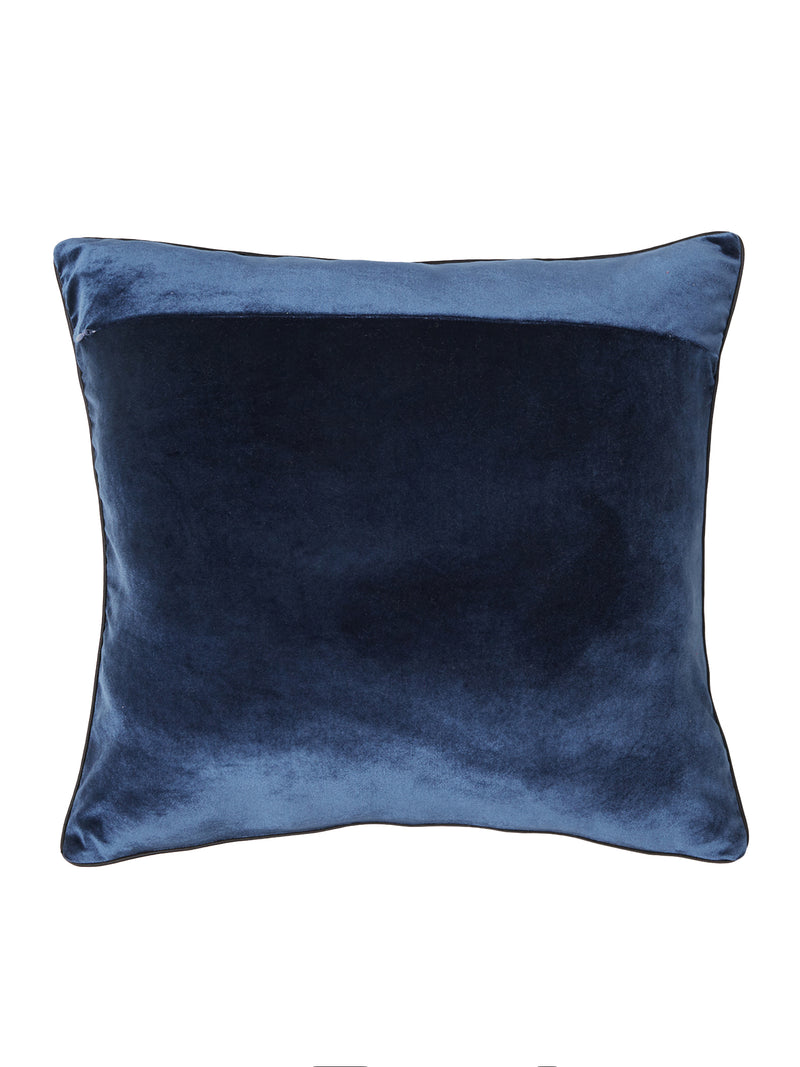 Blue Plush Embellished Cushion Cover