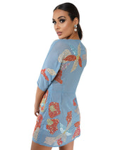 Contrast Flower Embroidery Mini
