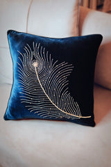 Peacock Hand Embellished Cushion Cover
